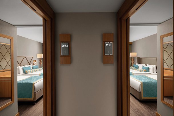 Papillon Ayscha - Wohnbeispiel Familienzimmer mit Verbindungstür (Zimmercodierungen FVL & FVM)