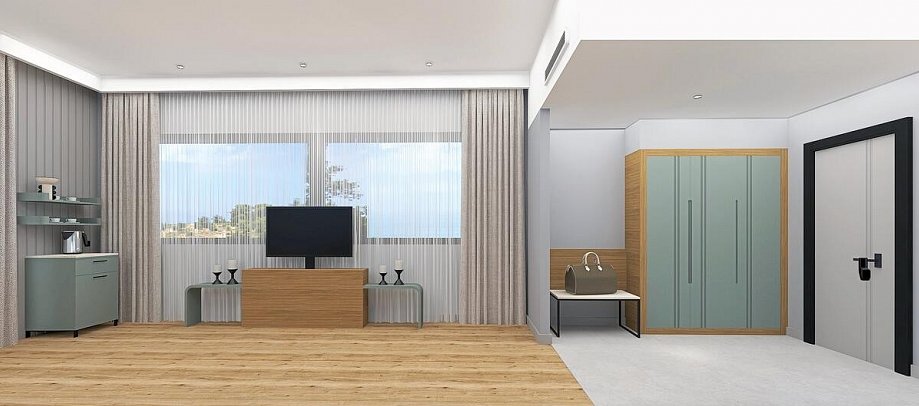 Raxeria Hotel - Modellbild Wohnbeispiel Corner Suite (Zimmercodierung WB1)