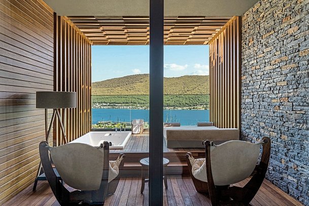 Lujo Bodrum - Wohnbeispiel Doppelzimmer Terrasse seitl. Meerblick (Zimmercodierungen DB3 & DC3)