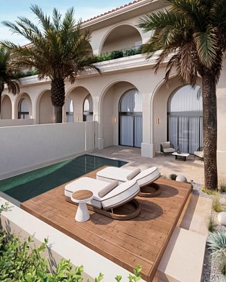 Conrad Corfu - Modellzeichnung Wohnbeispiel King Deluxe Privatpool Gartenblick (Zimmercodierung DDR)