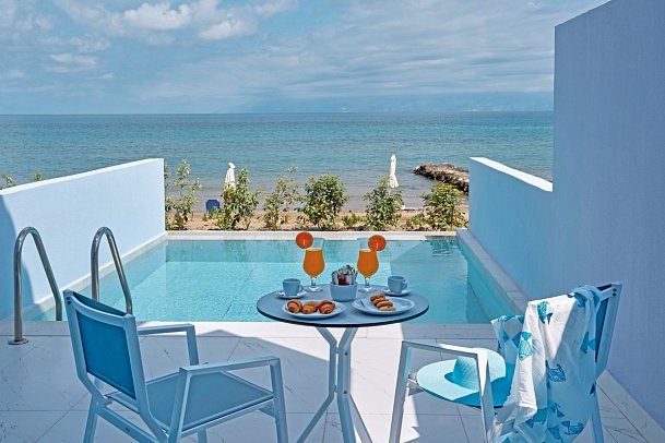 Ibiscus Hotel Corfu - Wohnbsp. Doppelzimmer Meerblick beheizbarer Privat-Pool (Zimmercodierung D1R)