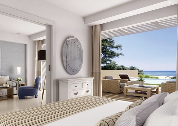Ikos Dassia - Wohnbeispiel Suite Deluxe 1 Schlafzimmer Privat-Pool Strandseite (Zimmercodierung JDM)