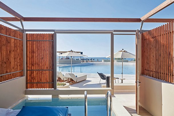 Domes Noruz Chania, Autograph Collection - Wohnbeispiel Doppelzimmer Deluxe Upbeat Retreat Meerblick Pool (Zimmercodierung DDM)