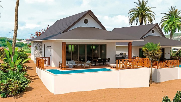 Blue Bay Curaçao Golf & Beach Resort - Modellzeichnung Three Bedroom The Jazmyn Golf Course Luxury Apartment (Zimmercodierung PB1)