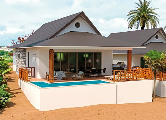 Blue Bay Curaçao Golf & Beach Resort - Modellzeichnung Three Bedroom The Jazmyn Golf Course Luxury Apartment (Zimmercodierung PB1)