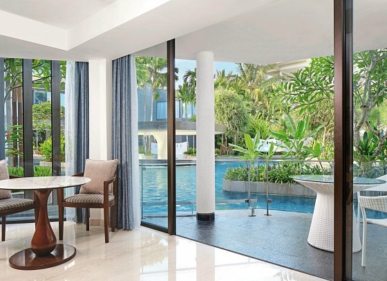 Le Meridien Bali Jimbaran - Beispiel Terrasse Aqua Studio S. Lagoon Access (Zimmercodierung WBQ)