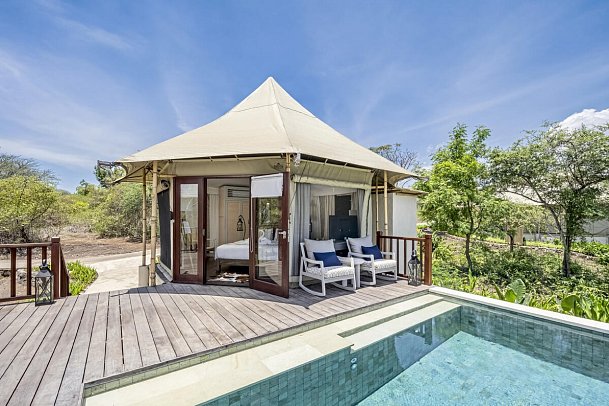 Menjangan Dynasty Resort - Beispiel Außenbereich Cliff Tent Pool Villa (Zimmercodierung VB3)