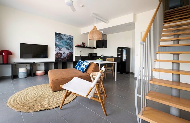 Buendia Corralejo Nohotel - Wohnbeispiel App. 2 Schlafzimmer mit Terrasse (Zimmercodierung OB2)