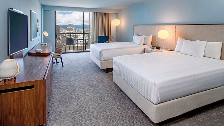 Hyatt Regency Waikiki Beach Resort & Spa - Wohnbeispiel Waikiki City View 2 Queenbeds (Zimmercodierungen UB4 & UB5)