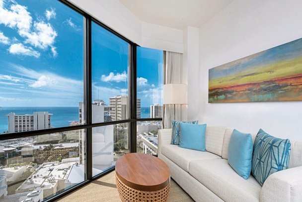 Hyatt Centric Waikiki Beach - Wohnbeispiel 2 Queen Beds with Ocean View (Zimmercodierung U4M)