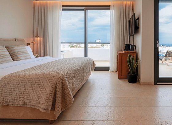 Asty Mykonos Hotel & Spa - Wohnbeispiel Doppelzimmer Deluxe Meerblick (Zimmercodierung DDM)