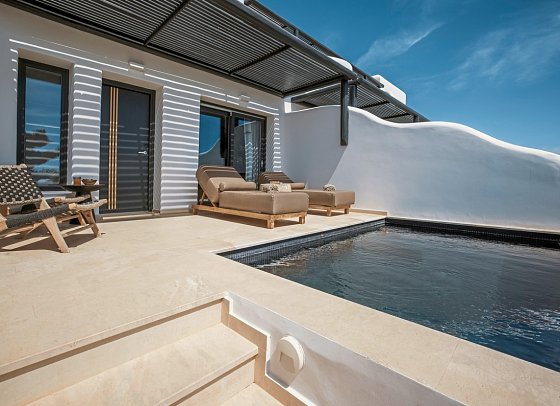 Asty Mykonos Hotel & Spa - Wohnbeispiel Doppelzimmer Superior Privatpool (Zimmercodierung DSR)