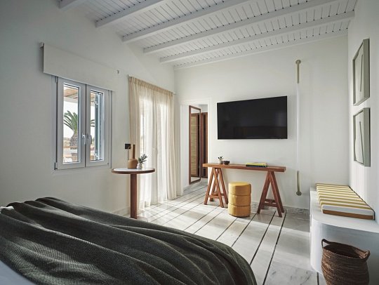 NUMO Mykonos Boutique Resort - Wohnbeispiel Doppelzimmer Evergreen Retreat mit Meerblick (Zimmercodierung DSM)