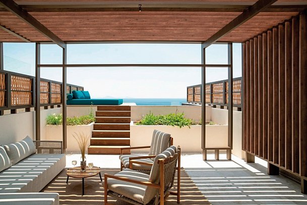 Mitsis Summer Palace - Wohnbeispiel Junior Suite Sea View Plunge Pool (Zimmercodierung J1M)