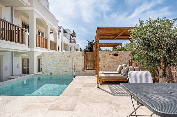 Aegean Houses - Wohnbeispiel Appartement 1 Schlafzimmer Privatpool (Zimmercodierung ABR)