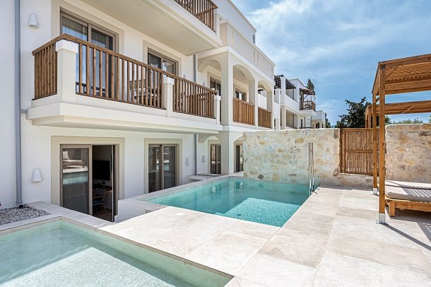 Aegean Houses - Wohnbeispiel Appartement 1 Schlafzimmer Privatpool (Zimmercodierung ABR)