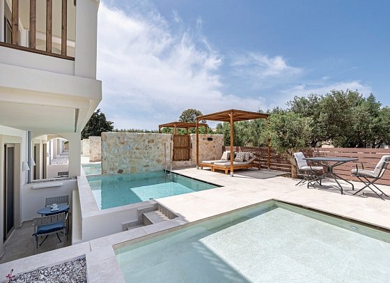 Aegean Houses - Wohnbeispiel Appartement 1 Schlafzimmer Privatpool (Zimmercodierung ABR)