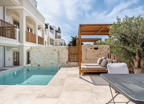 Aegean Houses - Wohnbeispiel Appartement 1 Schlafzimmer Privatpool (Zimmercodierung ABR)