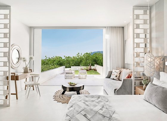 Ikos Aria - Wohnbeispiel Juniorsuite Privatgarten Gartenblick (Zimmercodierung JBG)