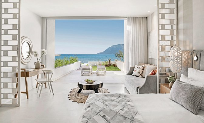 Ikos Aria - Wohnbeispiel Juniorsuite Privatgarten Meerblick (Zimmercodierung JDM)