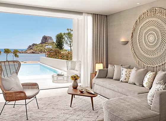 Ikos Aria - Wohnbeispiel Bungalow Deluxe Suite 1 Schlafzimmer Privatpool Meerblick (Zimmercodierung BD2)