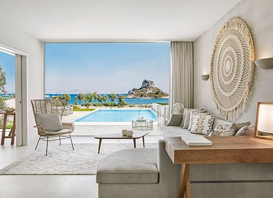 Ikos Aria - Wohnbeispiel Bungalow Deluxe Suite 1 Schlafzimmer Privatpool Meerblick (Zimmercodierung BD2)