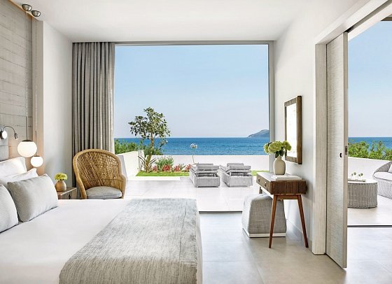Ikos Aria - Wohnbeispiel Suite 1 Schlafzimmer Privatgarten Meerblick (Zimmercodierung W1M)