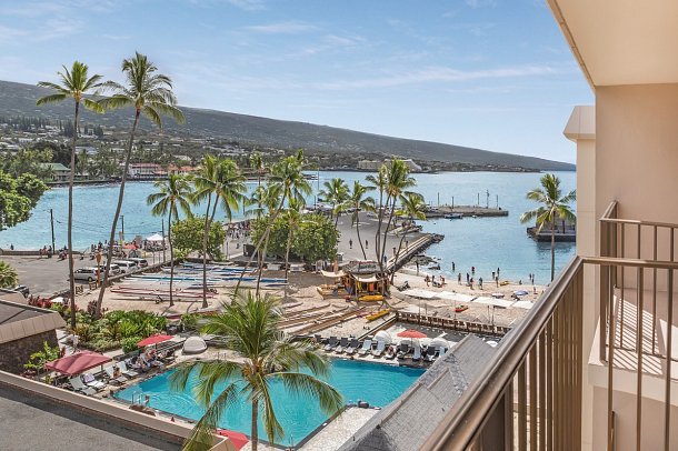 Courtyard King Kamehameha's Kona Beach Hotel - Beispiel Balkon Ocean View (Zimmercodierungen UGM, U1M, U2M & U3M)