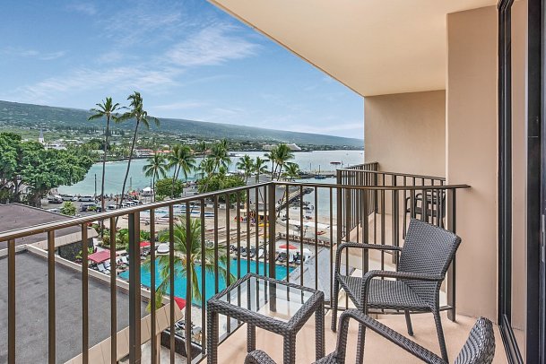 Courtyard King Kamehameha's Kona Beach Hotel - Beispiel Balkon Ocean View (Zimmercodierungen UGM, U1M, U2M & U3M)