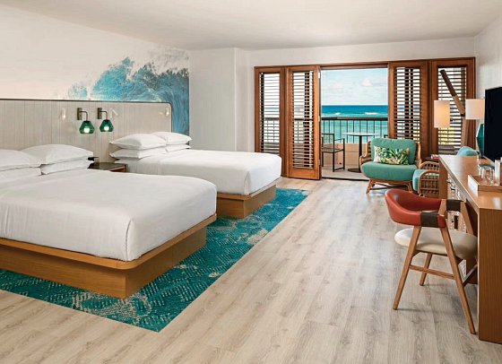 Sheraton Kauai Coconut Beach Resort - Wohnbeispiel Ocean View 2 Queen (Zimmercodierungen U4M, U7M, U8M & U9M)