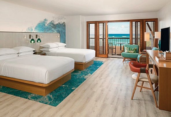 Sheraton Kauai Coconut Beach Resort - Wohnbeispiel Ocean View 2 Queen (Zimmercodierungen U4M, U7M, U8M & U9M)
