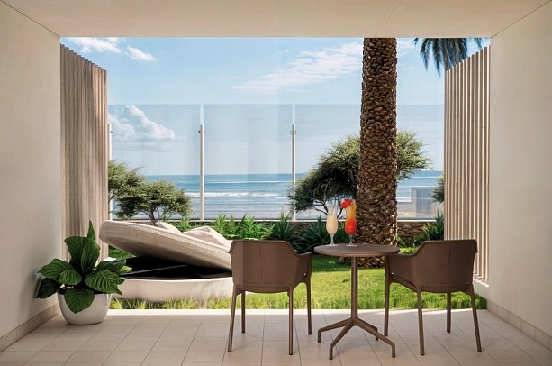 Don Gregory by Dunas - Beispiel Terrasse Doppelzimmer Strandblick (Zimmercodierung DB2)