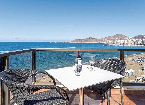 Apartamentos Colón Playa - Beispiel Balkon Studio Meerblick (Zimmercodierung SBM)