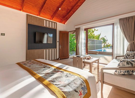 Meeru Maldives Resort Island - Wohnbeispiel Beach Pool Villa (Zimmercodierungen VB3 & VB4)