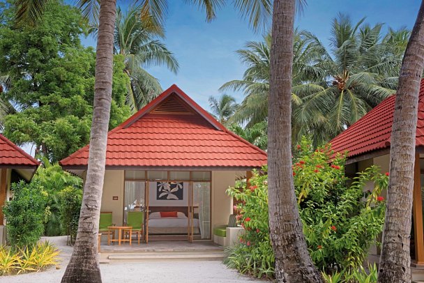 Kurumba Maldives - Wohnbeispiel Deluxe Bungalow (Zimmercodierung BD1)