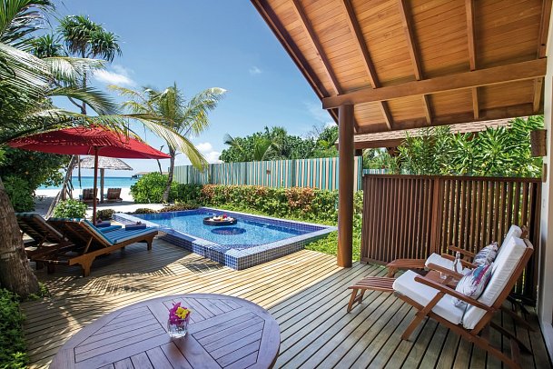 Reethi Faru Resort - Wohnbeispiel Deluxe Beach Pool Villa (Zimmercodierung VB2)