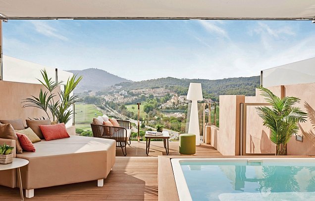 Zafiro Palace Andratx - Wohnbeispiel Juniorsuite Penthouse mit privatem Minipool (Zimmercodierung J1D/J2D)