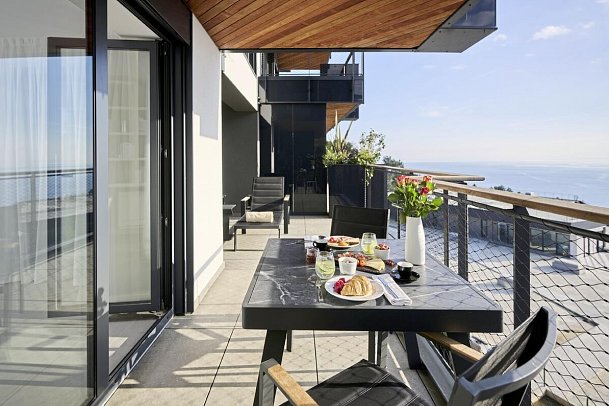 Aminess Younique Vollo Hotel Residences - Wohnbeispiel Appartement 1 Schlafzimmer Meerblick (Zimmercodierung AB2)