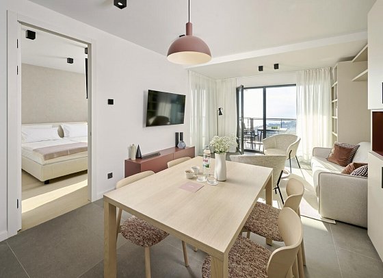Aminess Younique Vollo Hotel Residences - Wohnbeispiel Appartement 1 Schlafzimmer Meerblick (Zimmercodierung AB2)