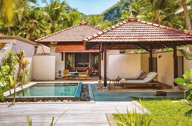 Club Med Seychelles - Wohnbeispiel Deluxe Meerblick Private Pool A2P+ (Zimmercodierungen J1M & W1M)
