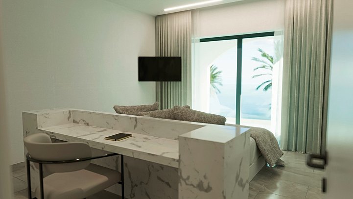 Kassandra Palace Seaside Resort - Wohnbeispiel Suite 1 Schlafzimmer Meerblick (Zimmercodierung WBM)