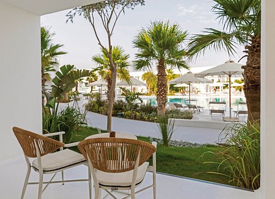 Meraki Resort Sharm El Sheikh - Beispiel Balkon Doppelzimmer Gypster Poolblick (Zimmercodierung D1P)