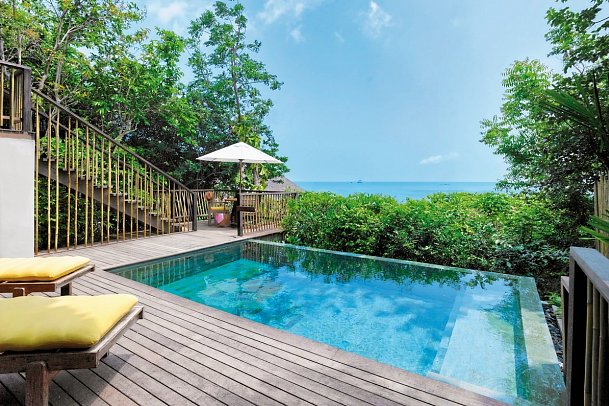 Six Senses Samui - Terrassenbeispiel Ocean View Pool Villa (Zimmercodierung VBM)