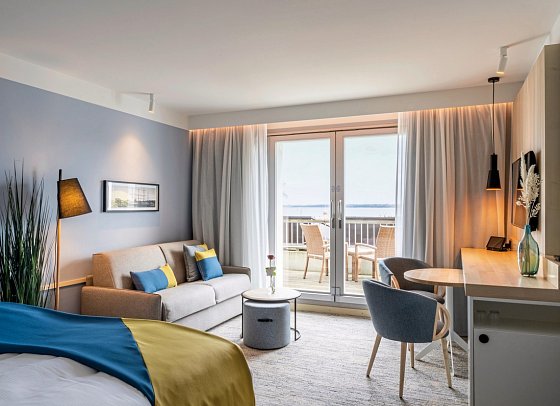 A-ROSA Travemünde - Wohnbeispiel Doppelzimmer Deluxe Meerblick (Zimmercodierung DD1)