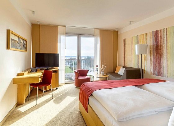 A-ROSA Travemünde - Wohnbeispiel Doppelzimmer Superior seitl. Meerblick (Zimmercodierung DSN)