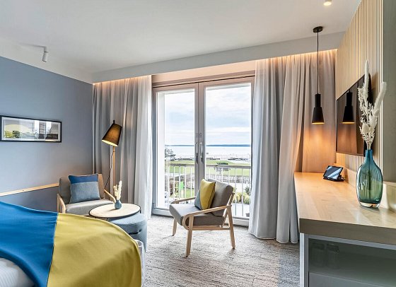 A-ROSA Travemünde - Wohnbeispiel Doppelzimmer Superior seitl. Meerblick (Zimmercodierung DSN)