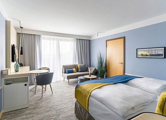 A-ROSA Travemünde - Wohnbeispiel Doppelzimmer Superior seitl. Meerblick (Zimmercodierung DSN)