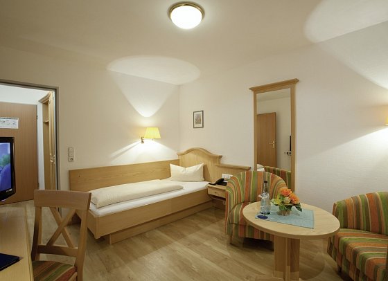 Parkhotel Sonnenhof - Wohnbeispiel Einzelzimmer Balkon (Zimmercodierung EB1)