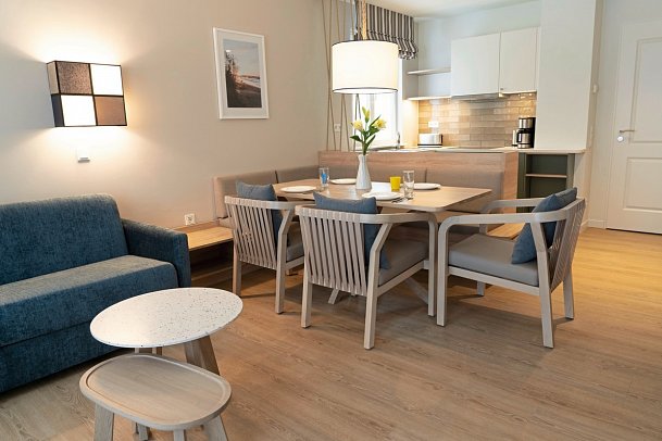 BEECH Resort Boltenhagen - Wohnbeispiel Appartement 2 Schlafzimmer Typ 2 ca. 57 qm (Zimmercodierung OB1)