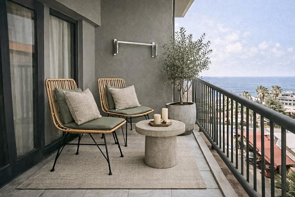 ananea Kleopatra Beach - Modellbild Beispiel Balkon Suite seitlicher Meerblick (Zimmercodierung WBN)